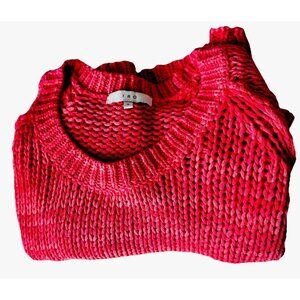 IRO YOLA Crochet Pink Coral Sweater Open Knit Marled 100% Cotton 15S